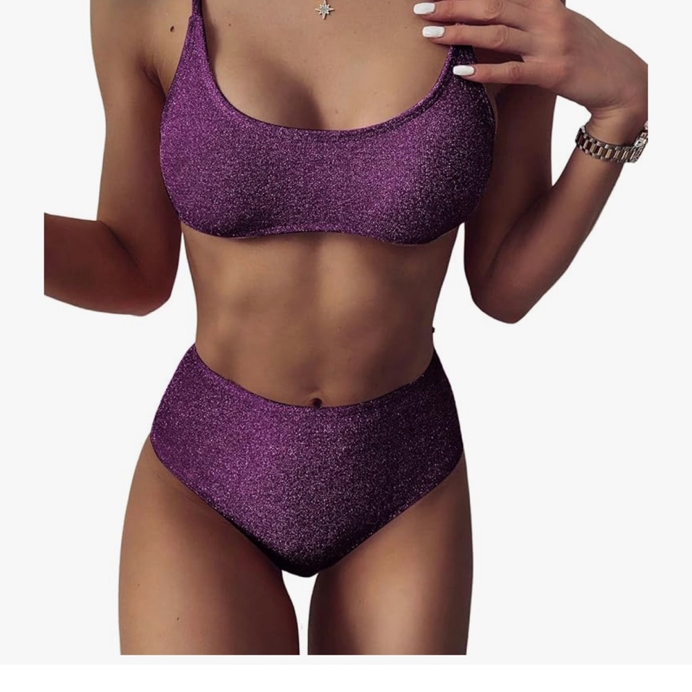 Purple Glitter Bikini Set
